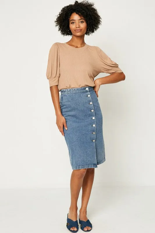 Kira Denim Midi Skirt