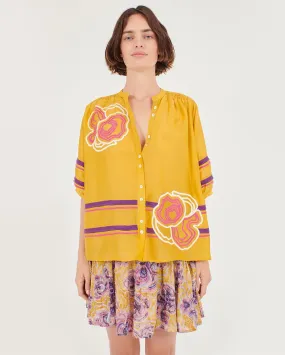 KISSA EMBROIDERED CRAFTY BLOUSE / MIKKEL SOLID MUSTARD