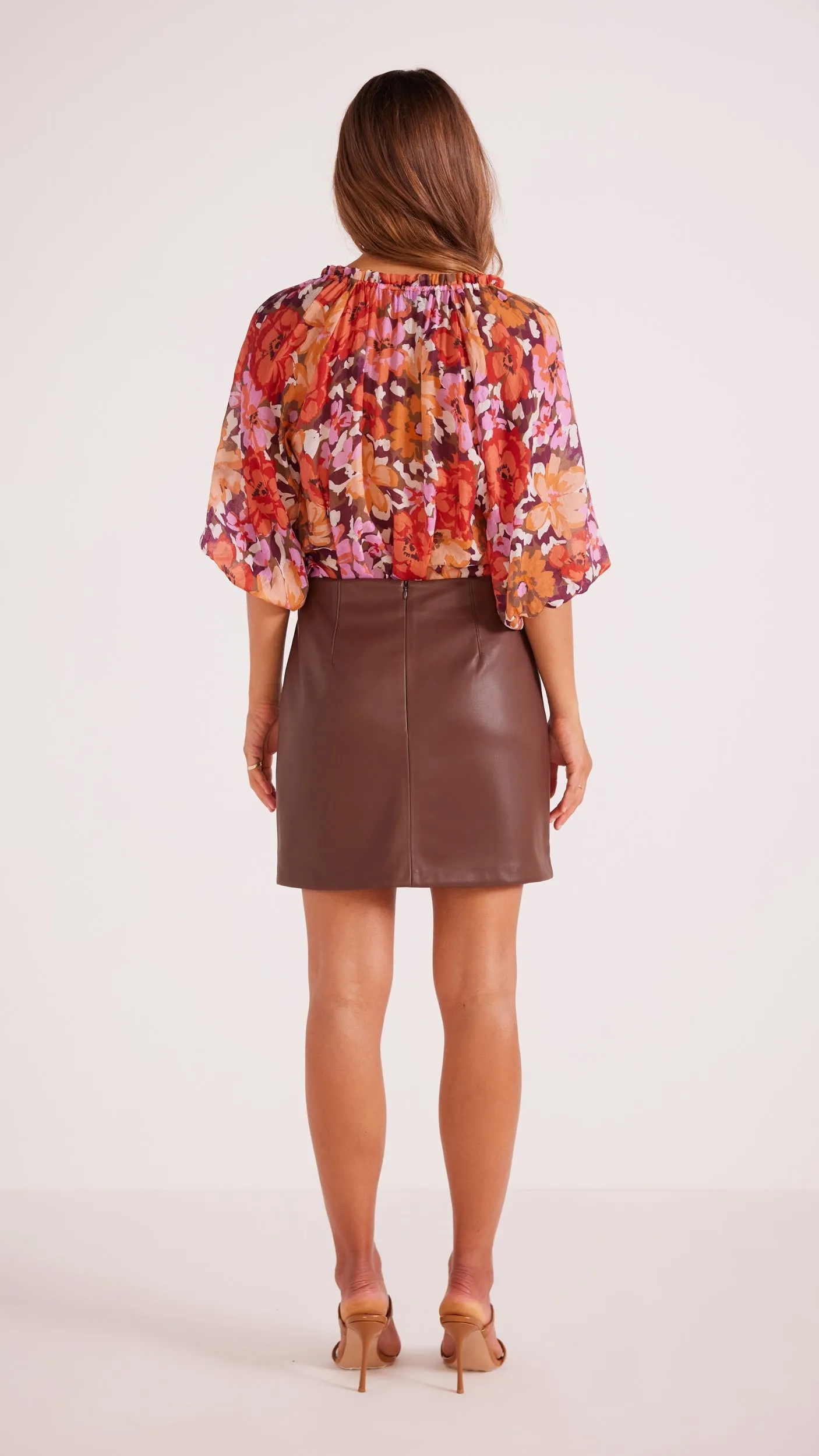 Lani Faux Leather Mini Skirt Chocolate