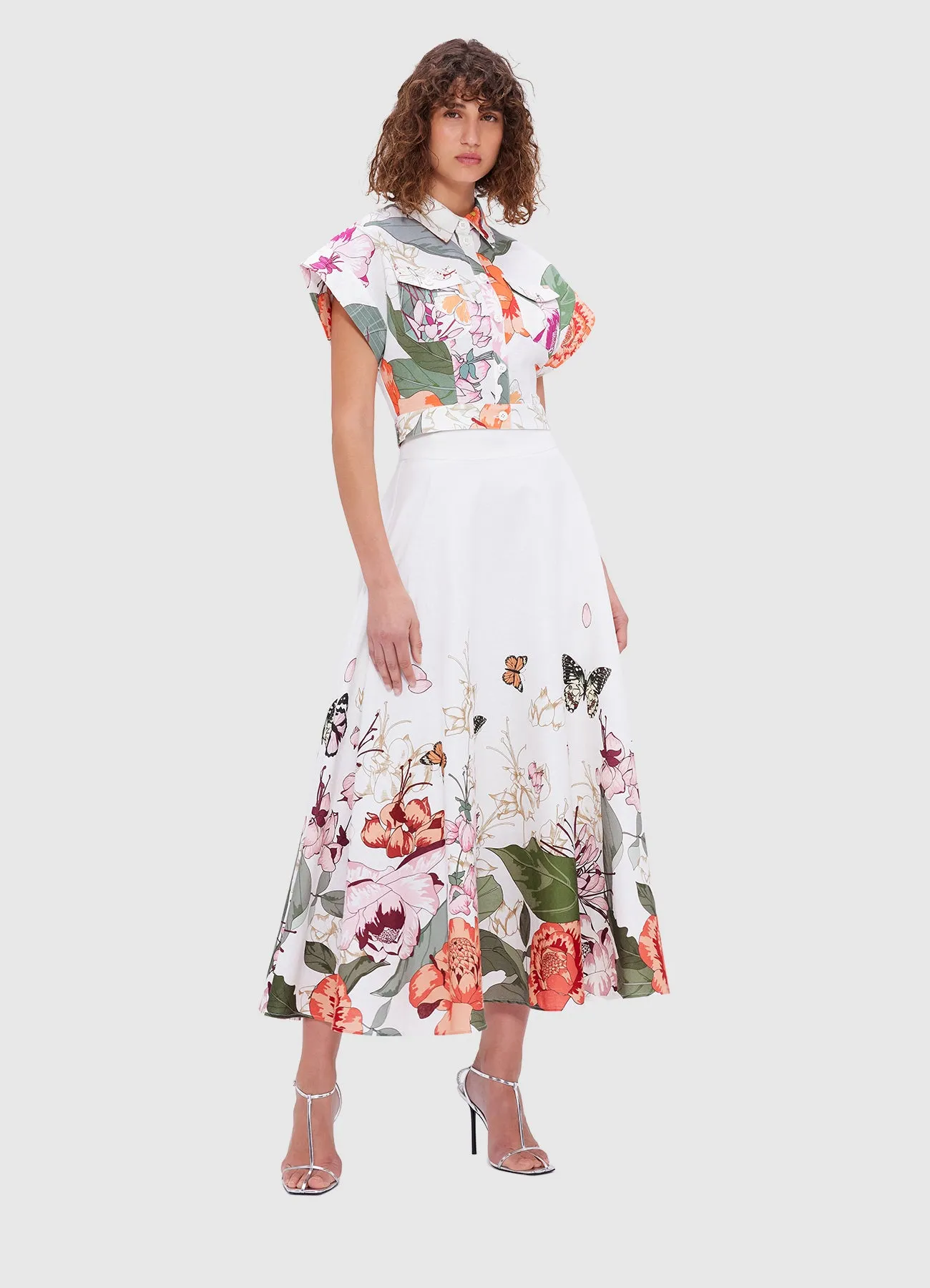 Leo Lin Kalle Top and Irene Skirt - Lush Print in White