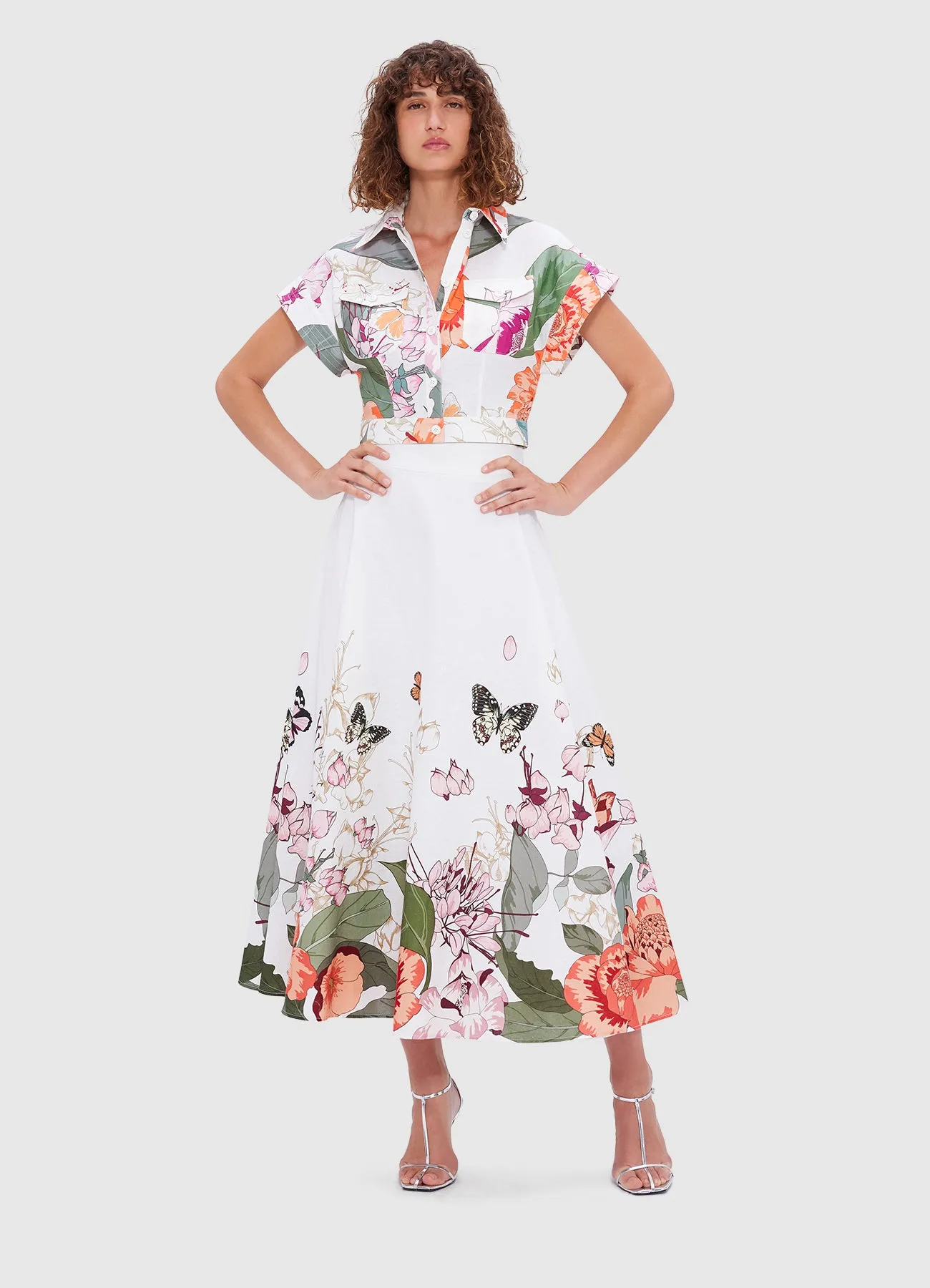 Leo Lin Kalle Top and Irene Skirt - Lush Print in White