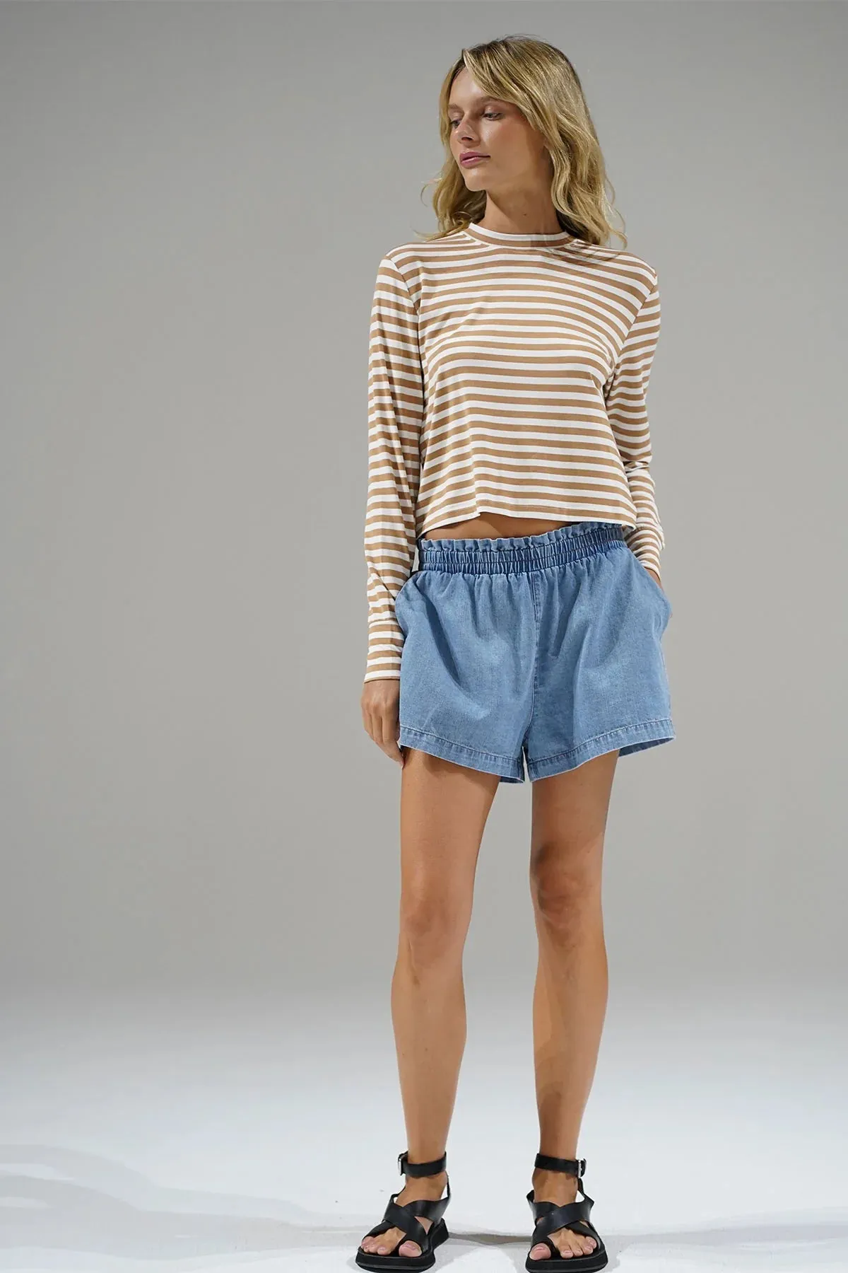 LNA - Jo Chambray Short - Faded Blue