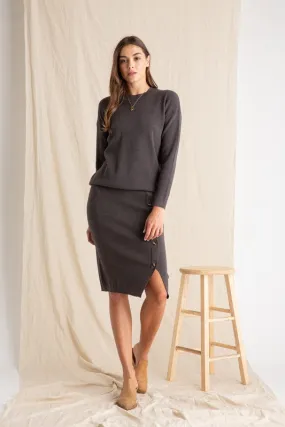 London Sweater Knit Skirt in Charcoal