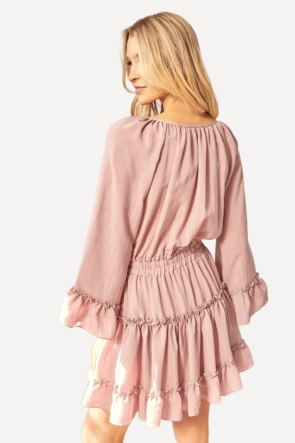 Long Sleeve Ruffled Mini Dress