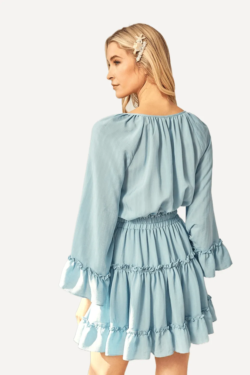 Long Sleeve Ruffled Mini Dress