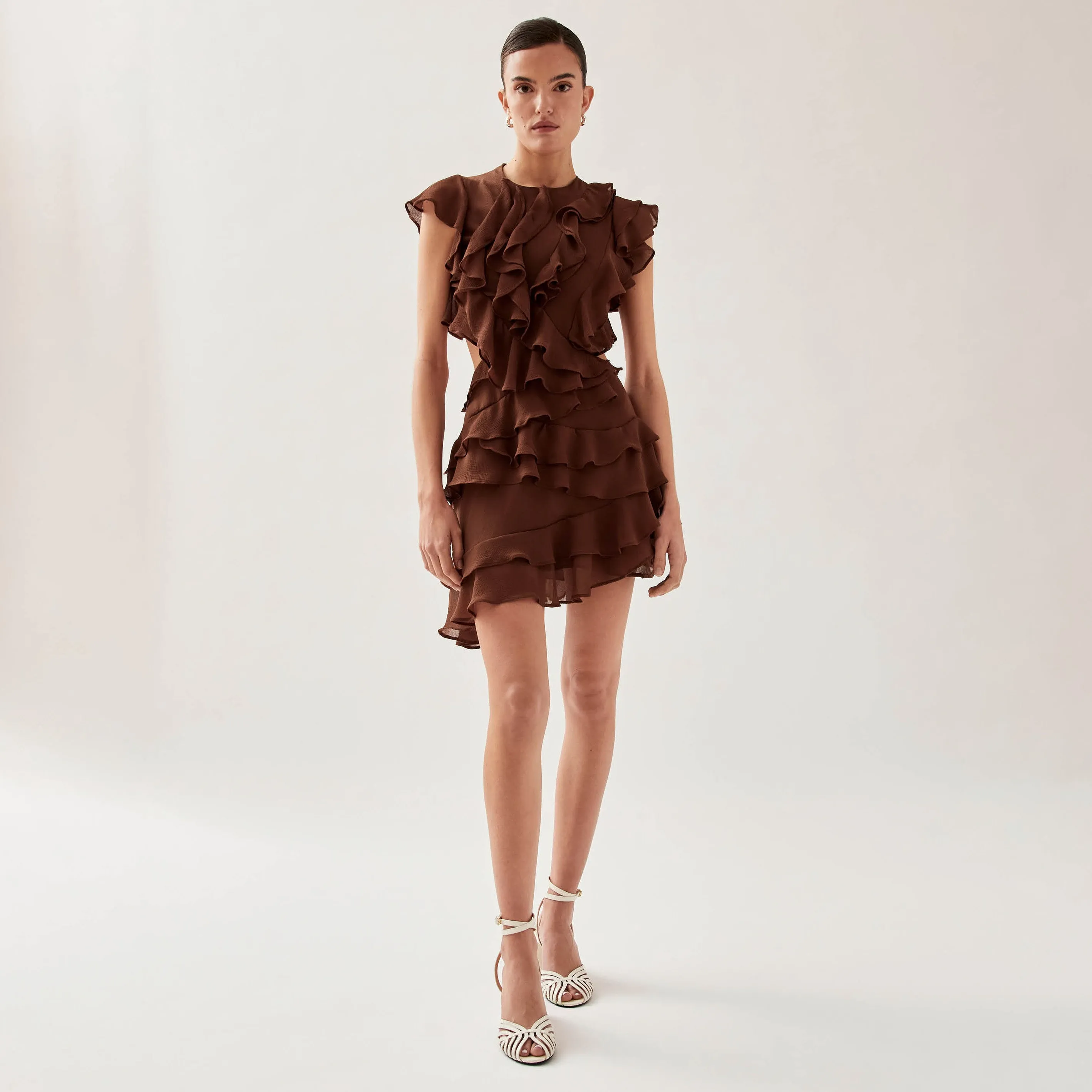 Lorette Brown Mini Dress