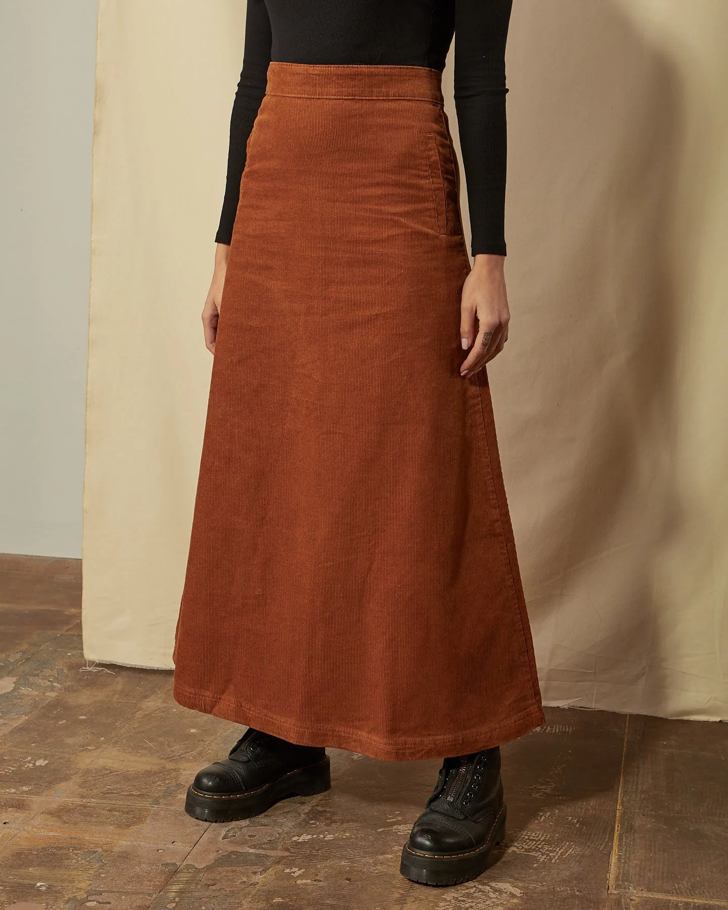 LOTTIE Long Cord Skirt - Brown