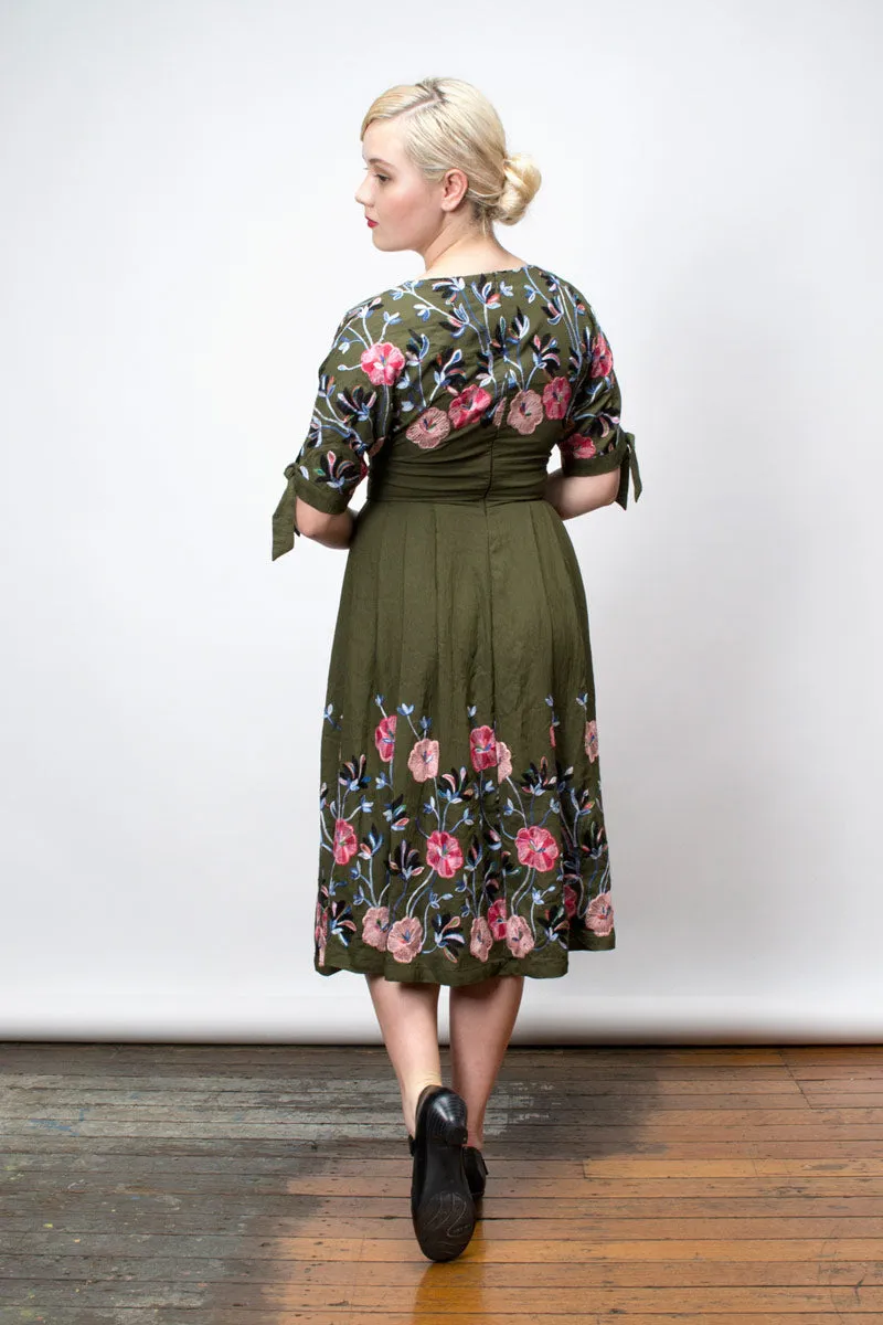 Madoka Green Embroidered Dress