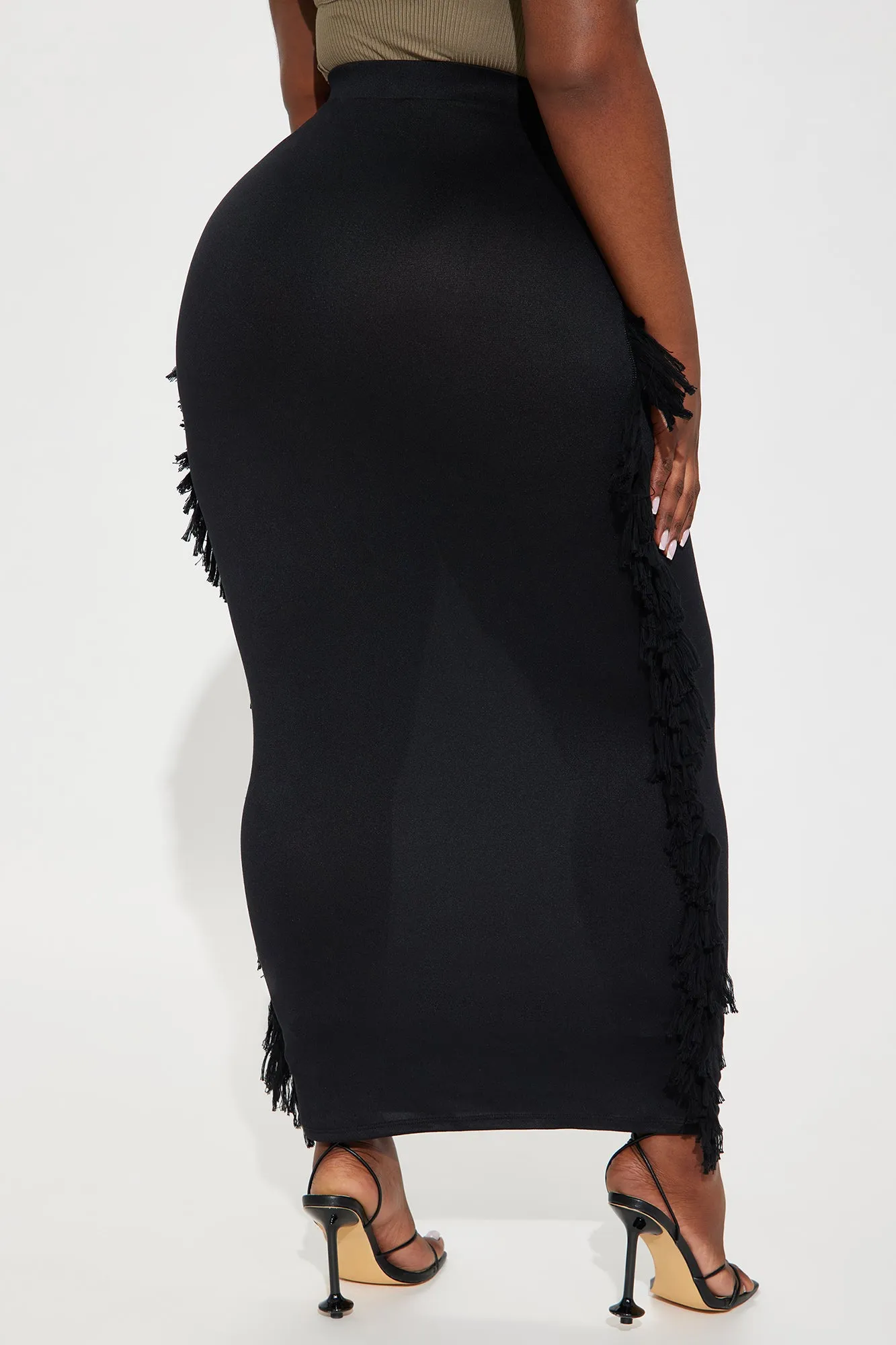 Making Moves Fringe Maxi Skirt - Black