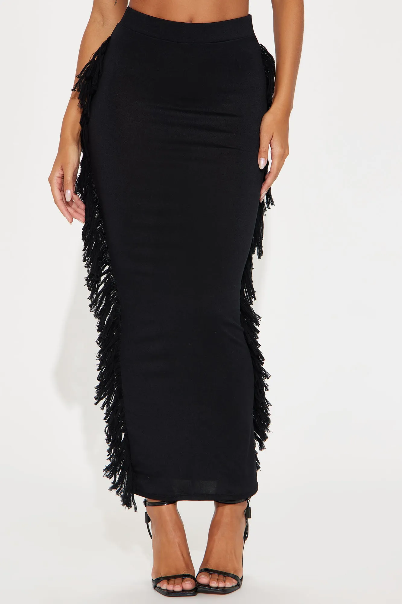 Making Moves Fringe Maxi Skirt - Black