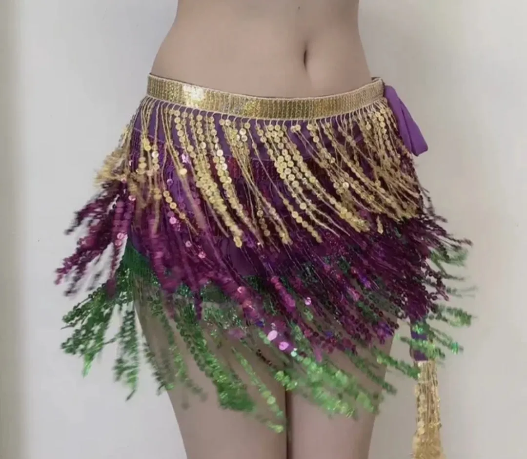 Mardi gras tassle belt skirt