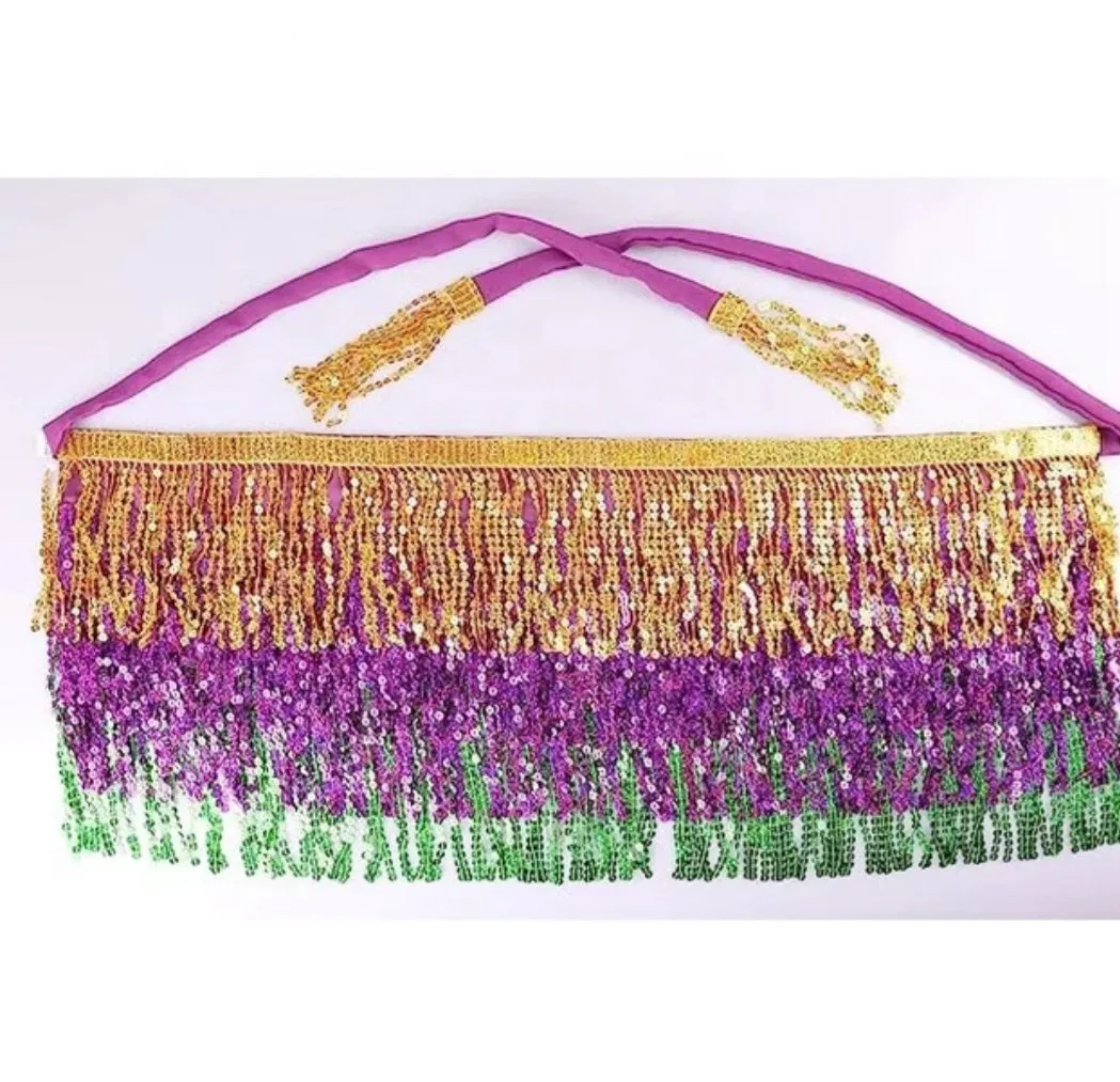 Mardi gras tassle belt skirt