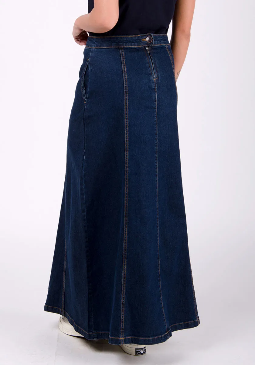 MATILDA Denim Maxi Skirt - Dark Wash