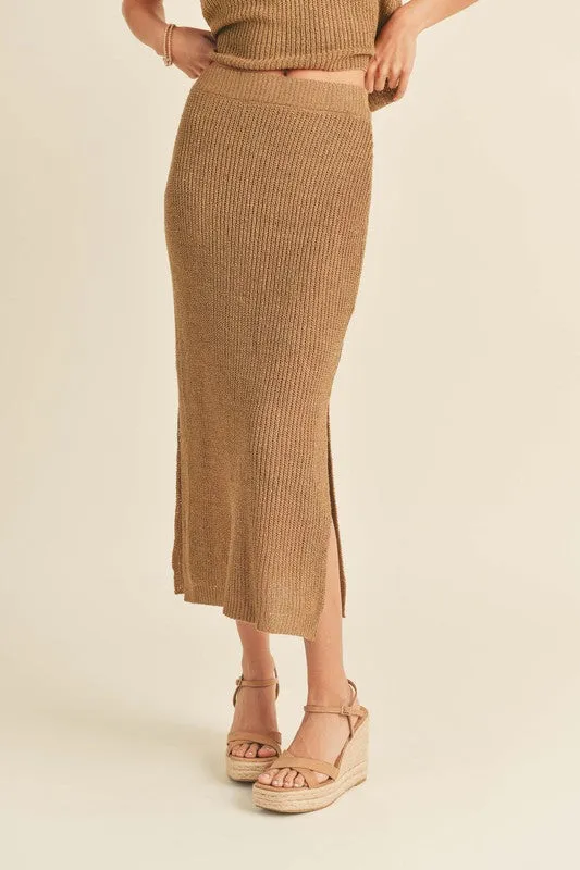 Neutral Knit Midi Skirt