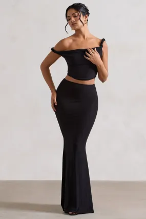 Neve | Black Asymmetric Maxi Skirt