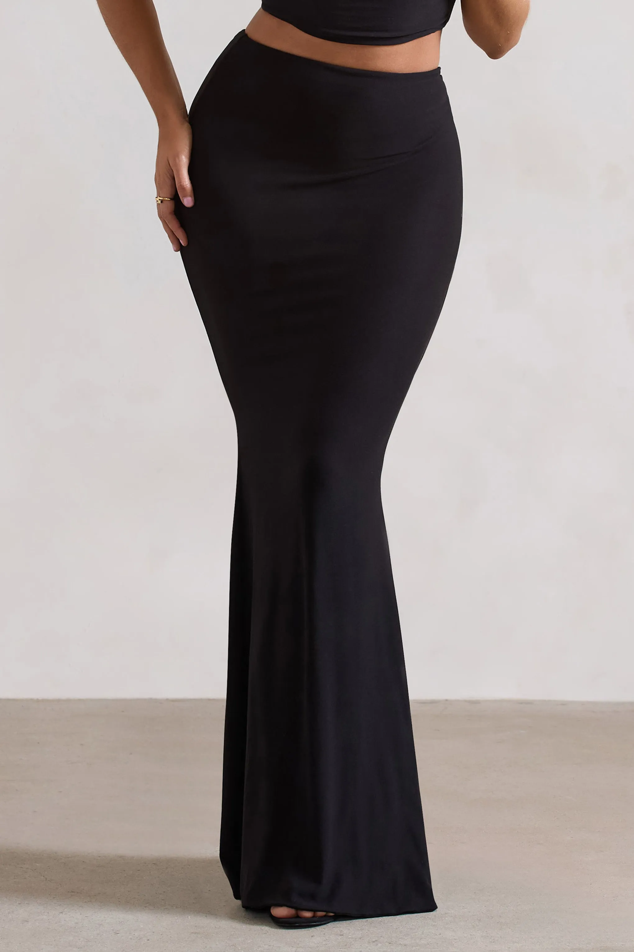 Neve | Black Asymmetric Maxi Skirt