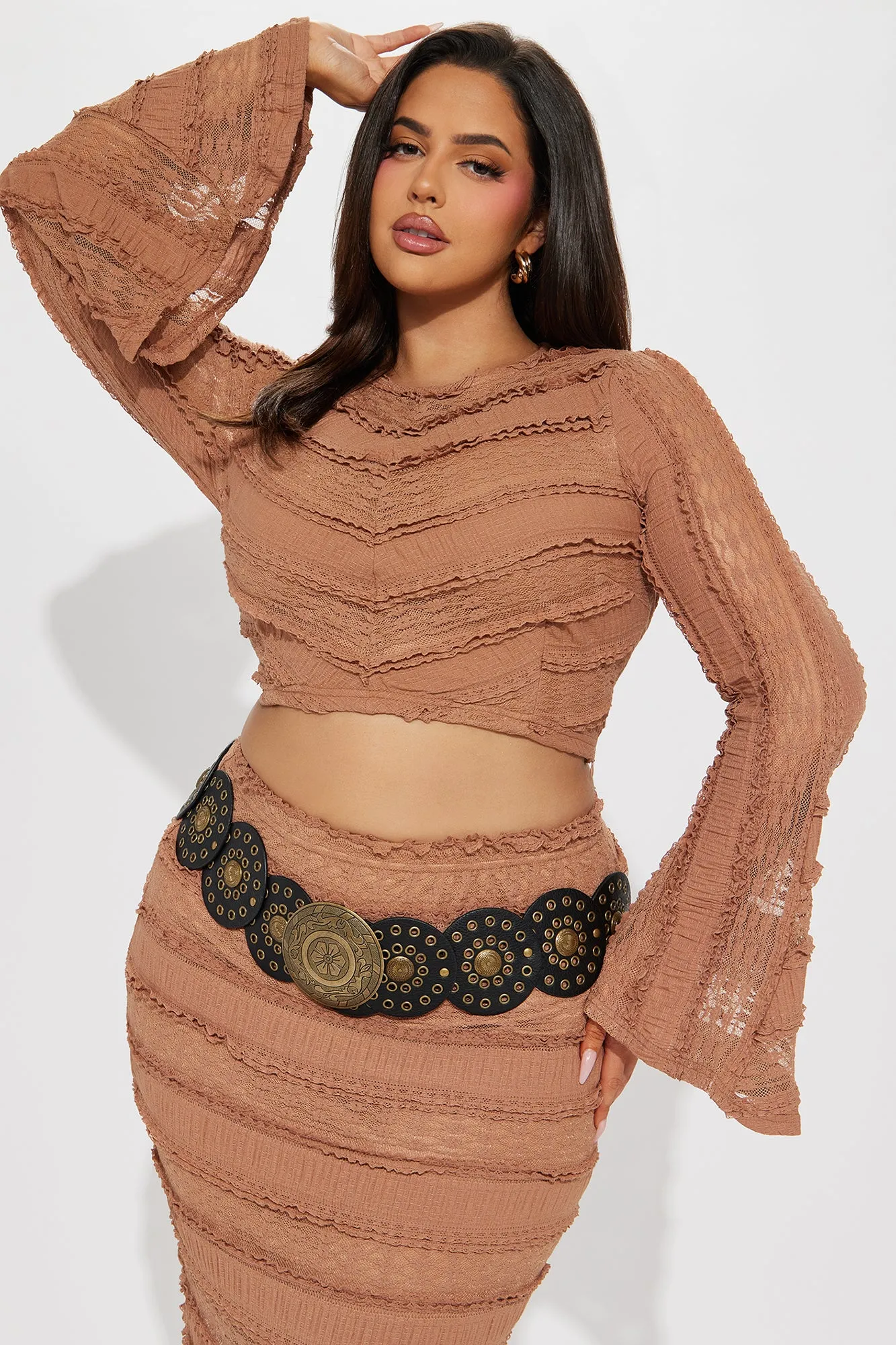 Nobody Like Me Lace Skirt Set - Mocha