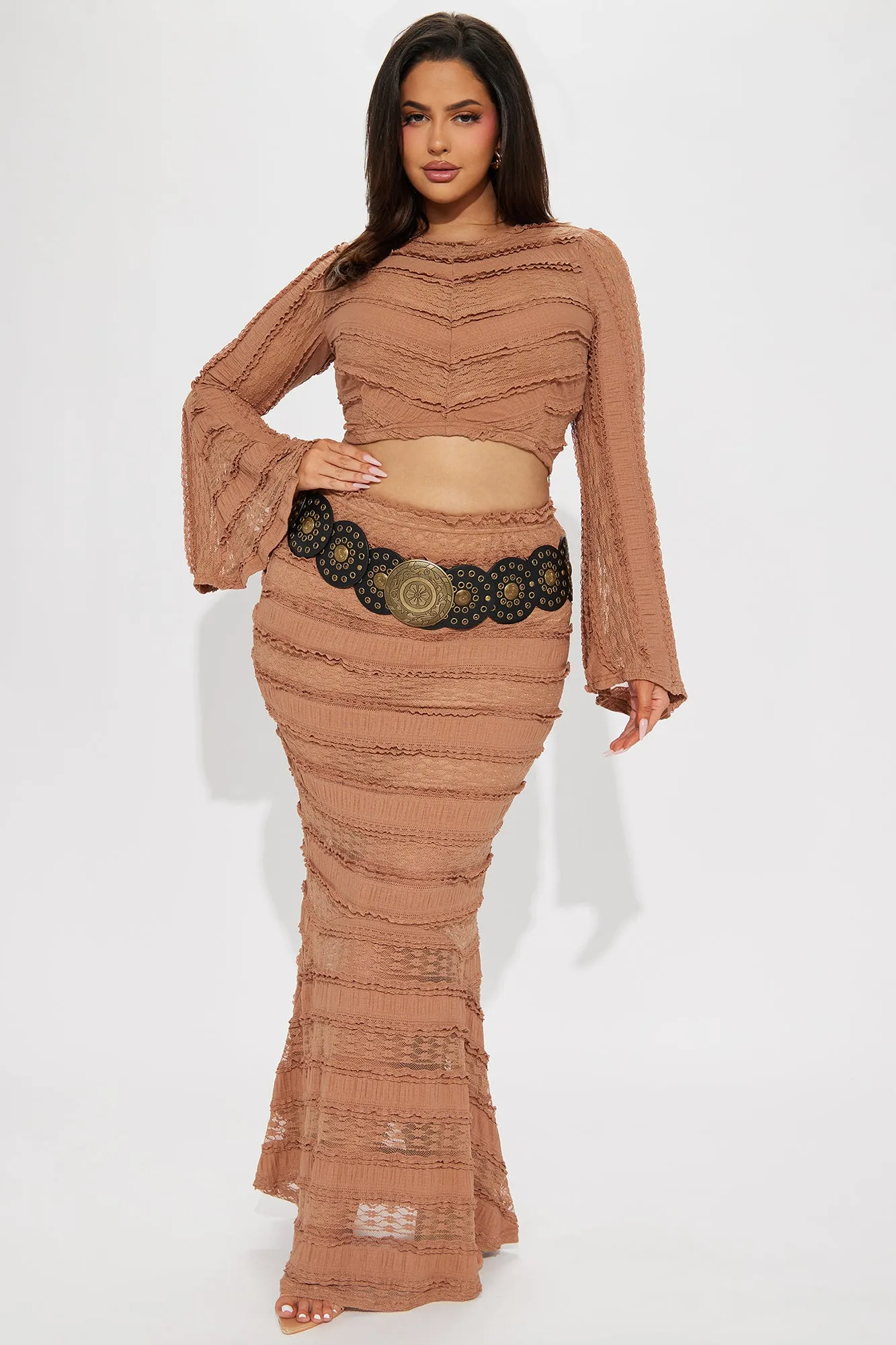 Nobody Like Me Lace Skirt Set - Mocha