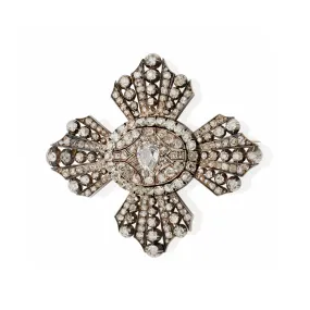 Old Mine-cut Diamond Cross Brooch