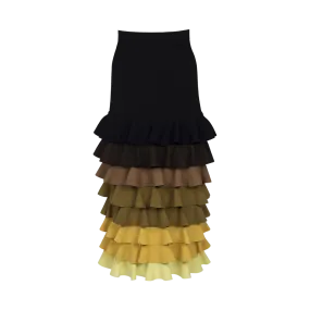 Ombré Ruffle Maxi Skirt