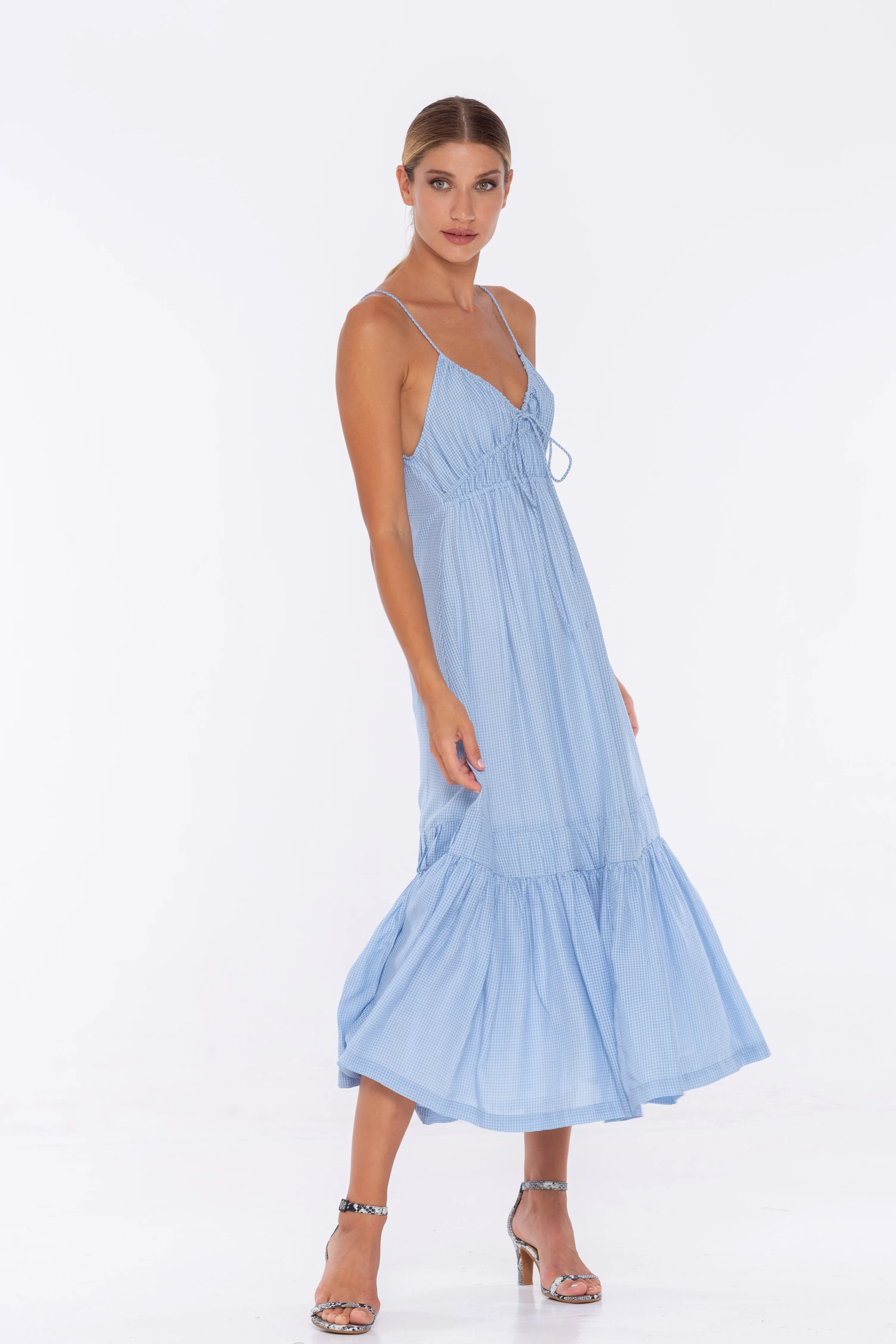 On My Way Dress - Cornflower Check