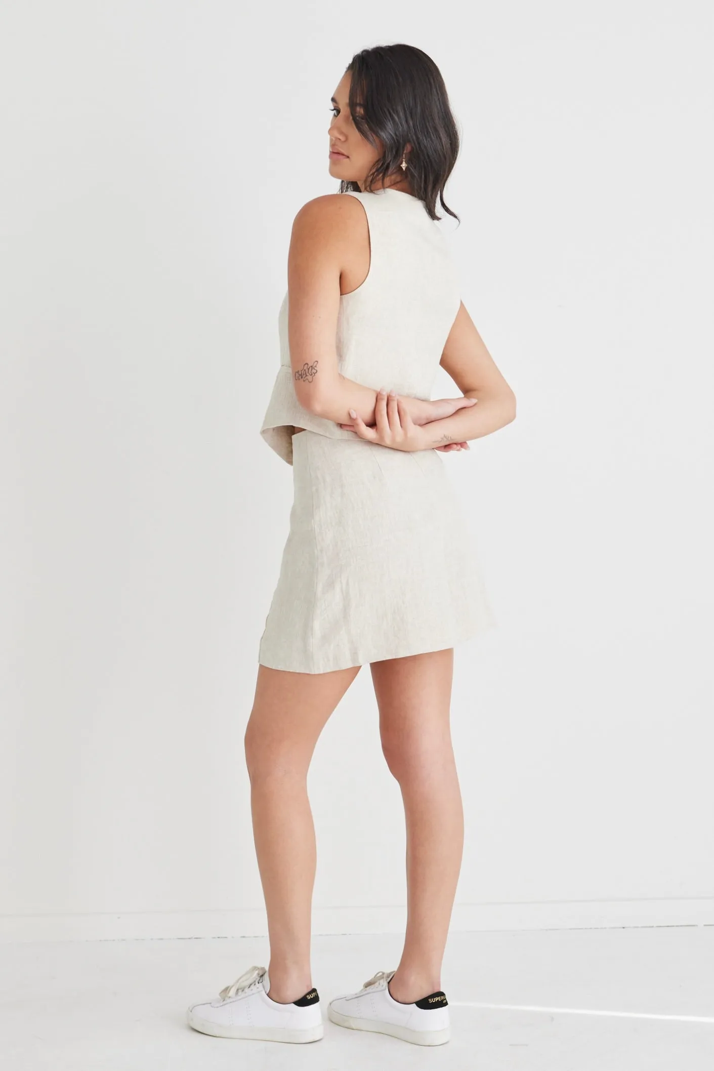 Palma Natural Linen Mini Skirt