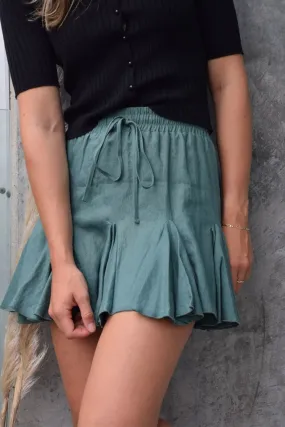 Passion Linen Forest Godet Mini Skirt