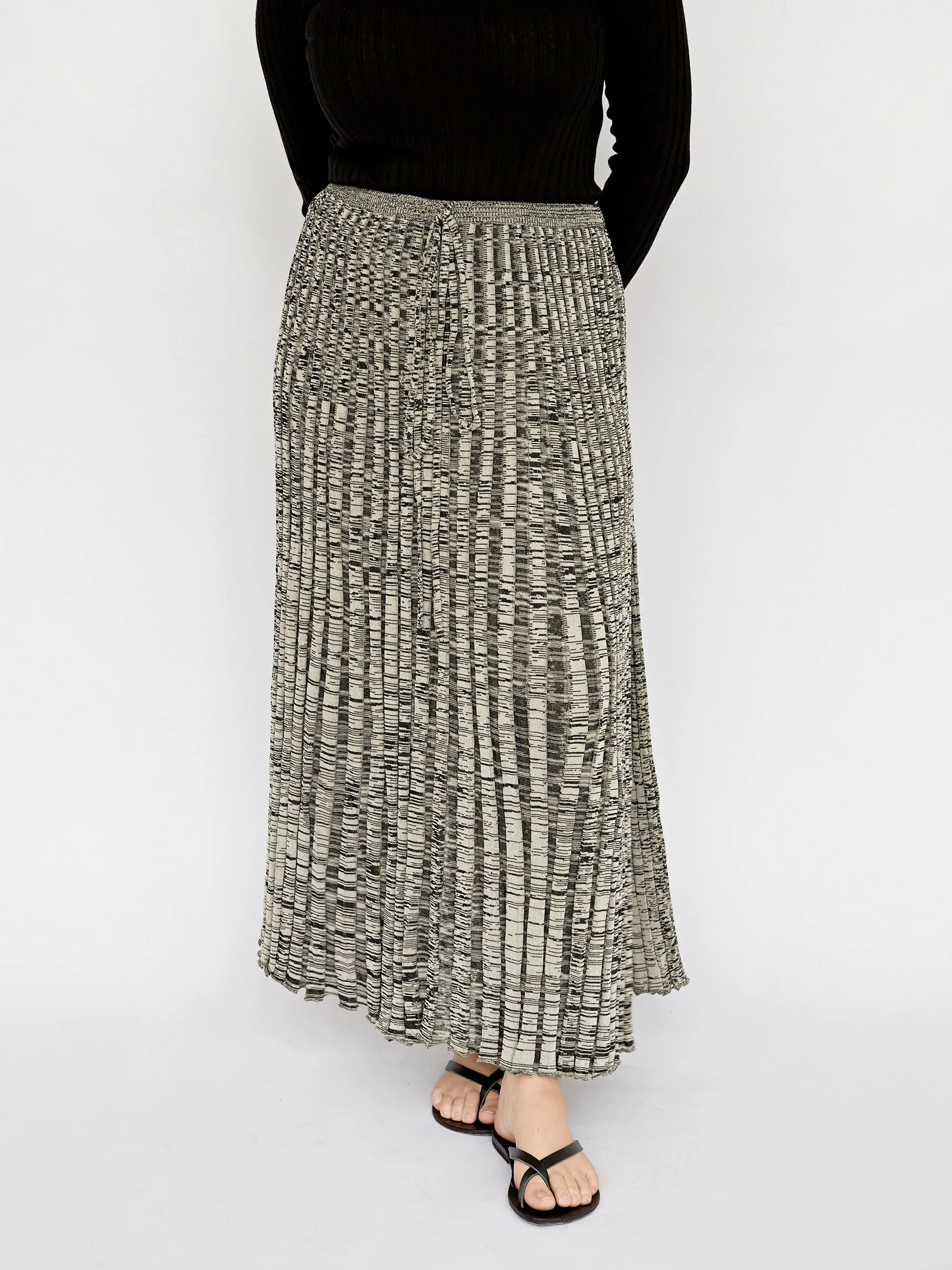 Pleated Knit Tie Skirt