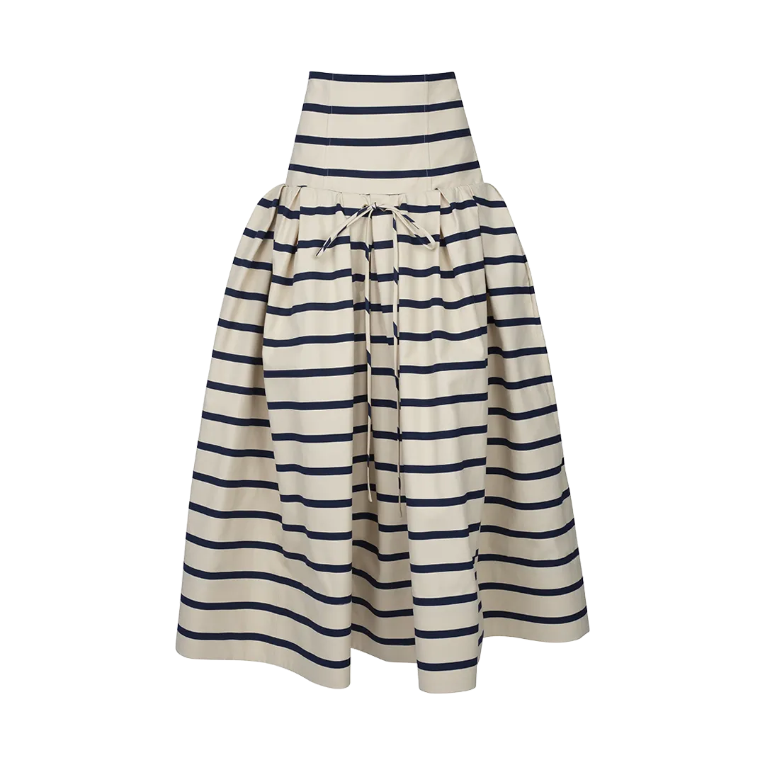 Port City Womens Striped A-Line Midi Skirt - Chic Balloon Style with Fluffy Volume