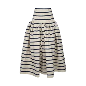 Port City Womens Striped A-Line Midi Skirt - Chic Balloon Style with Fluffy Volume