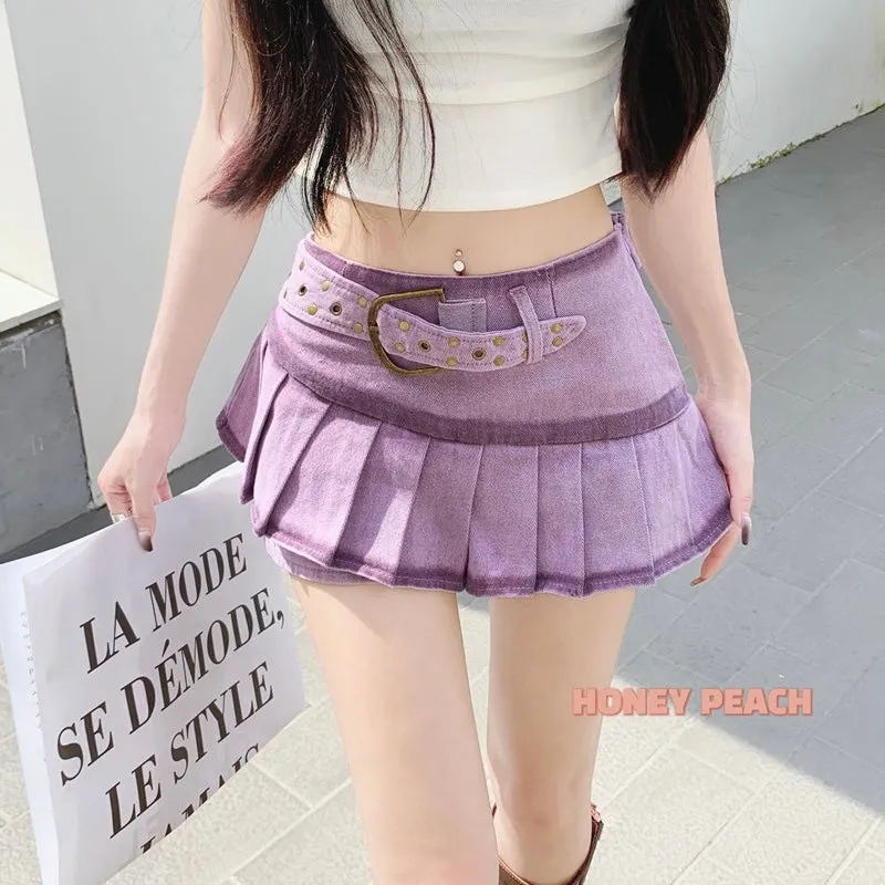 Purple Mini Buckle Skirt