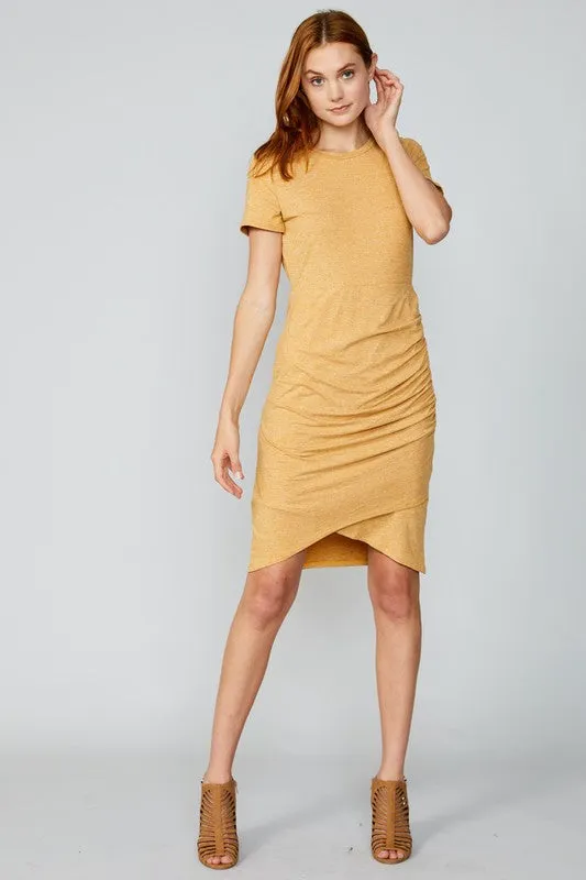 Riley Ruched Dress in RUST