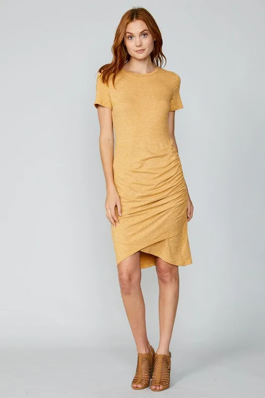 Riley Ruched Dress in RUST