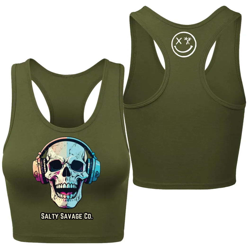 Salty Savage Ladies "Dead Beats" Racerback Crop Tank