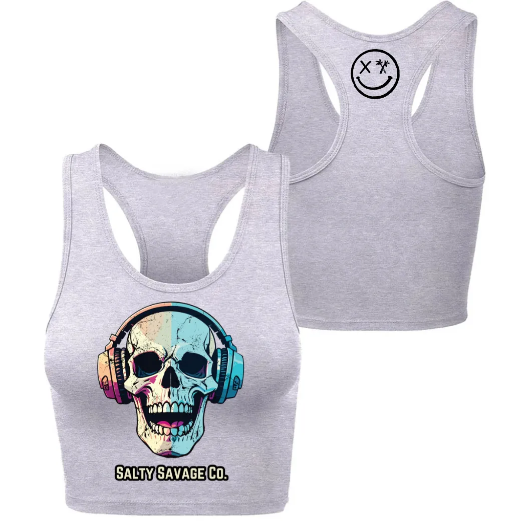 Salty Savage Ladies "Dead Beats" Racerback Crop Tank