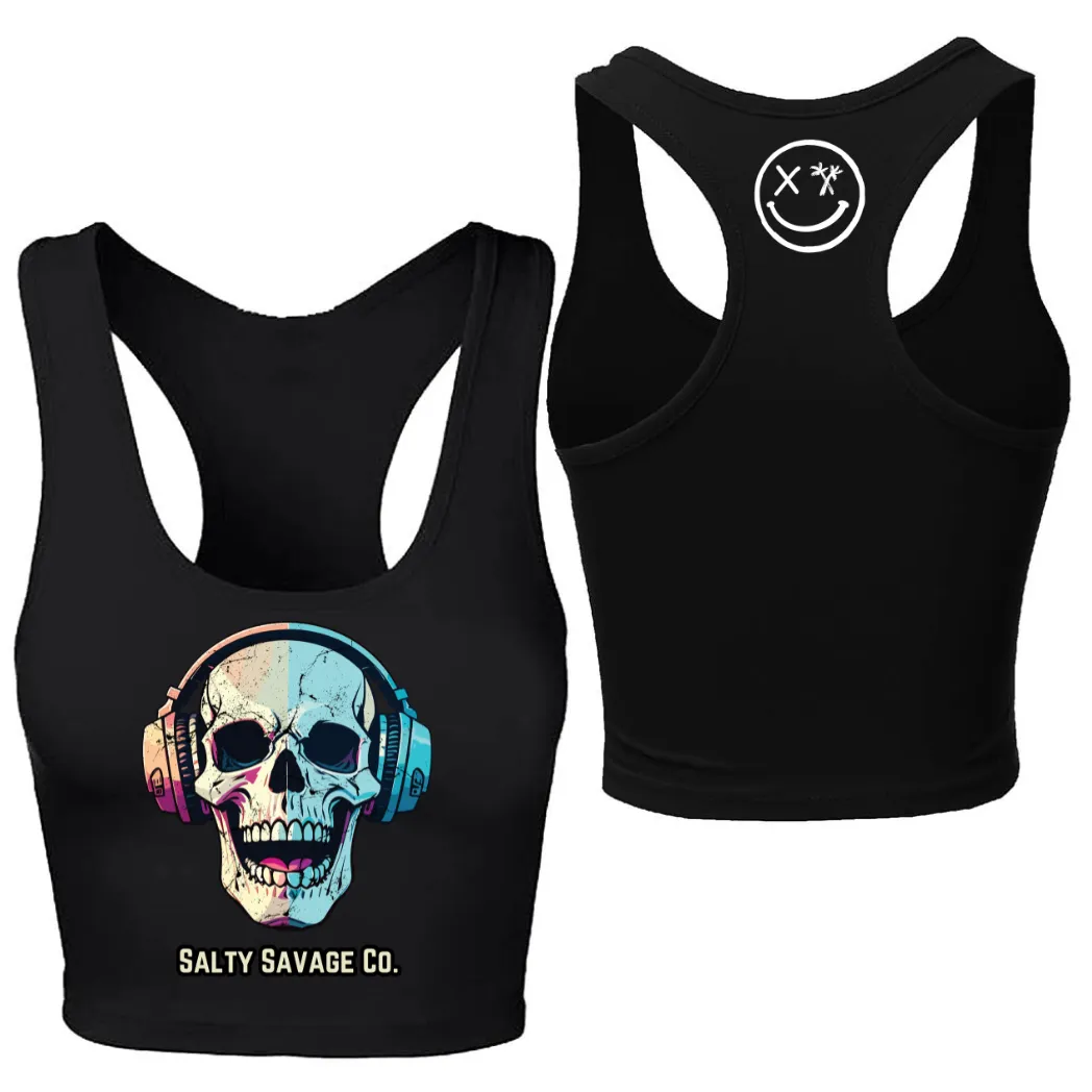 Salty Savage Ladies "Dead Beats" Racerback Crop Tank