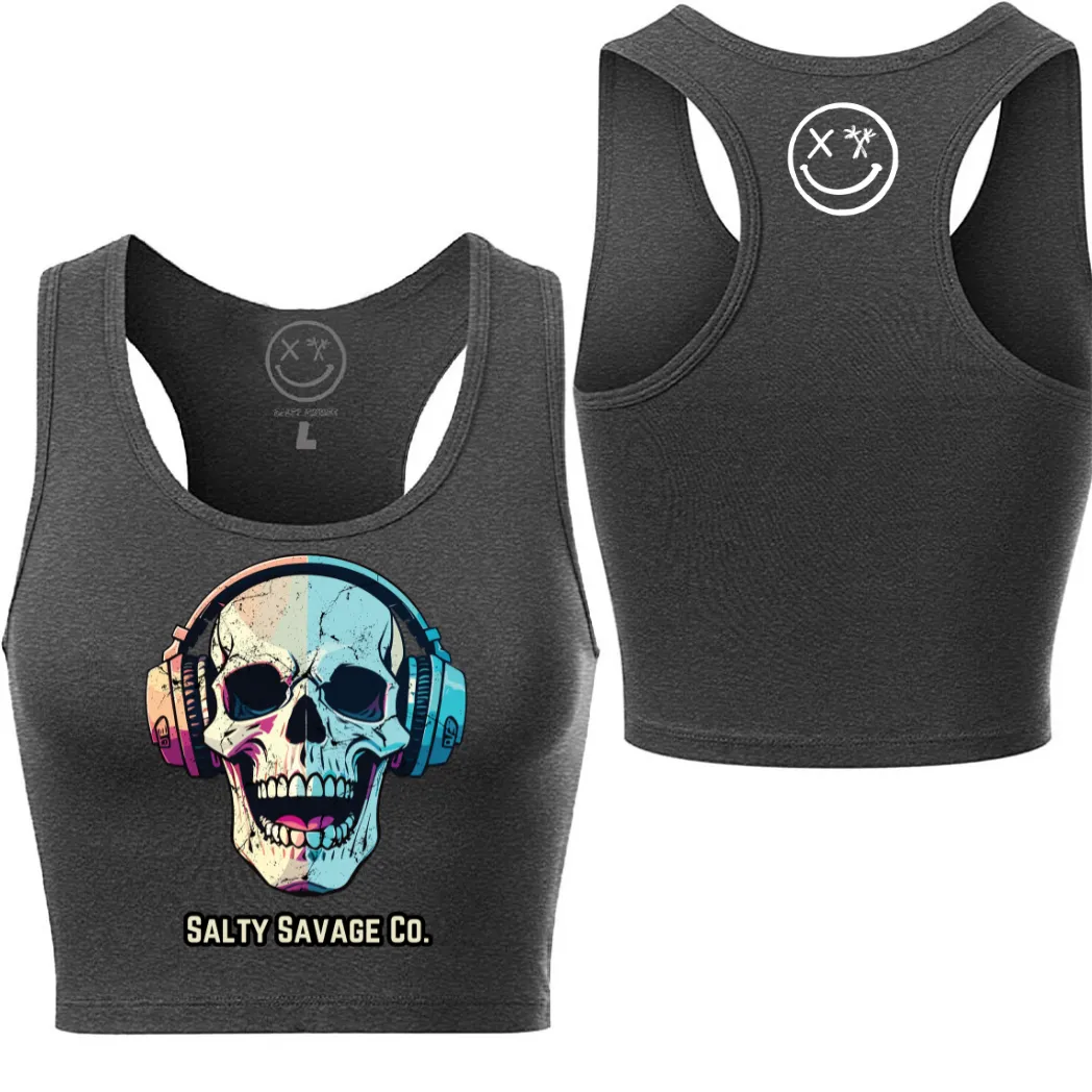 Salty Savage Ladies "Dead Beats" Racerback Crop Tank