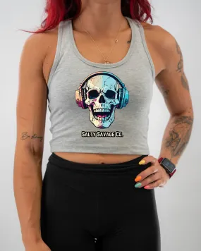 Salty Savage Ladies "Dead Beats" Racerback Crop Tank