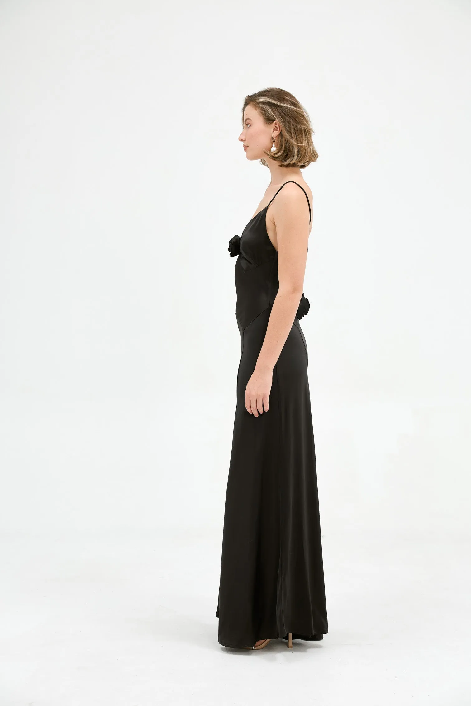 Savannah Rosette Gown - Black