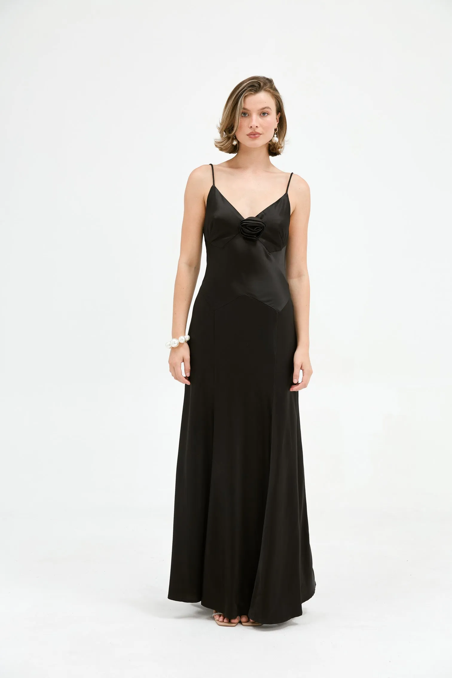 Savannah Rosette Gown - Black