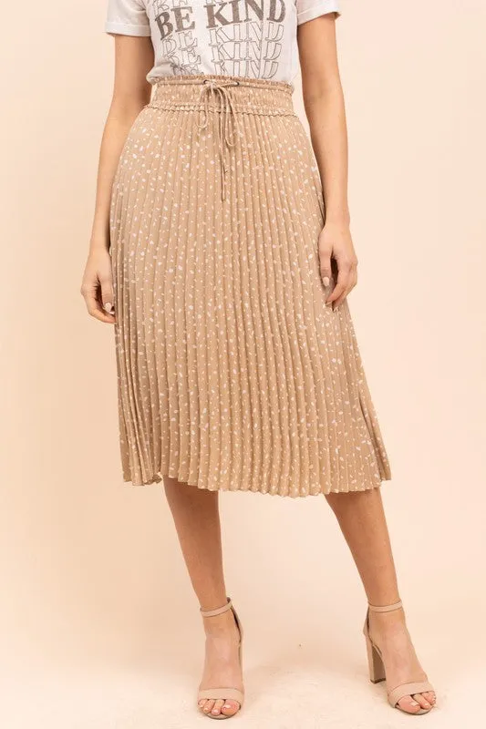 Spotted in Spring Midi Skirt in Taupe