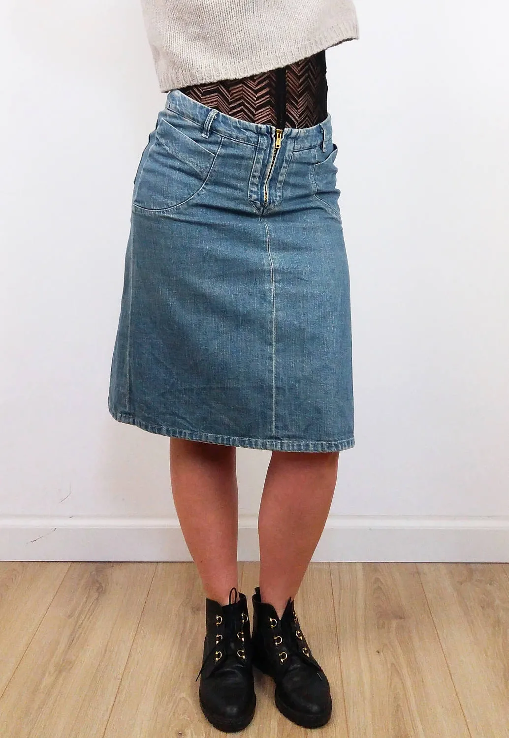 STRENESSE Gabriele Strehle Y2K Denim Midi Skirt