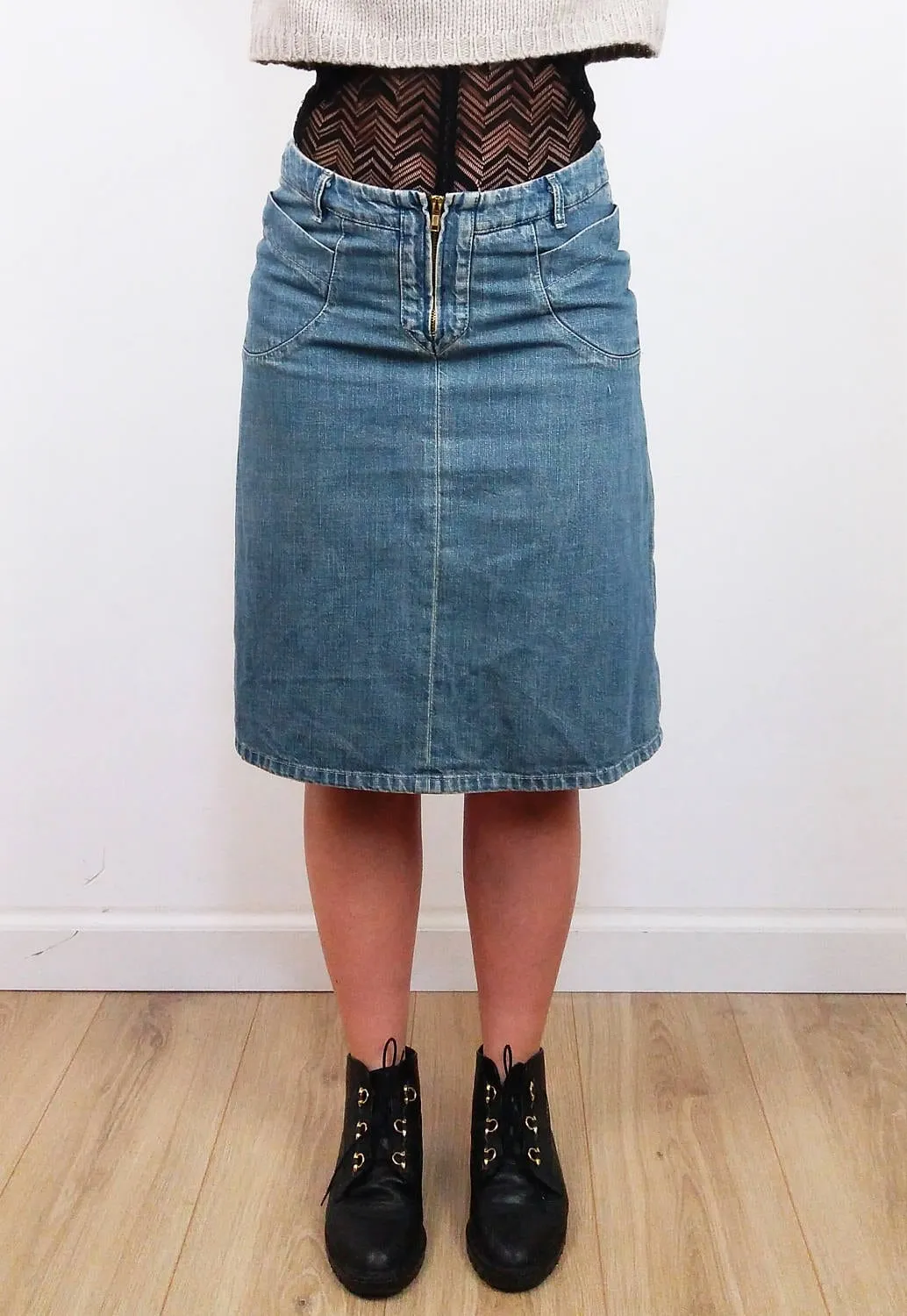 STRENESSE Gabriele Strehle Y2K Denim Midi Skirt