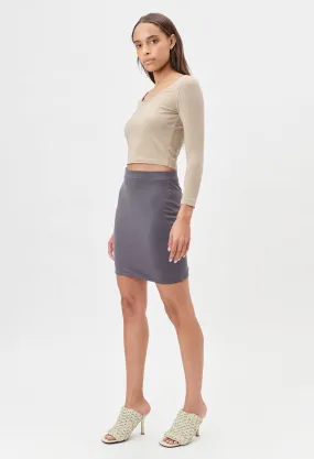 Stretch Sueded Cotton Mini Skirt / Eclipse