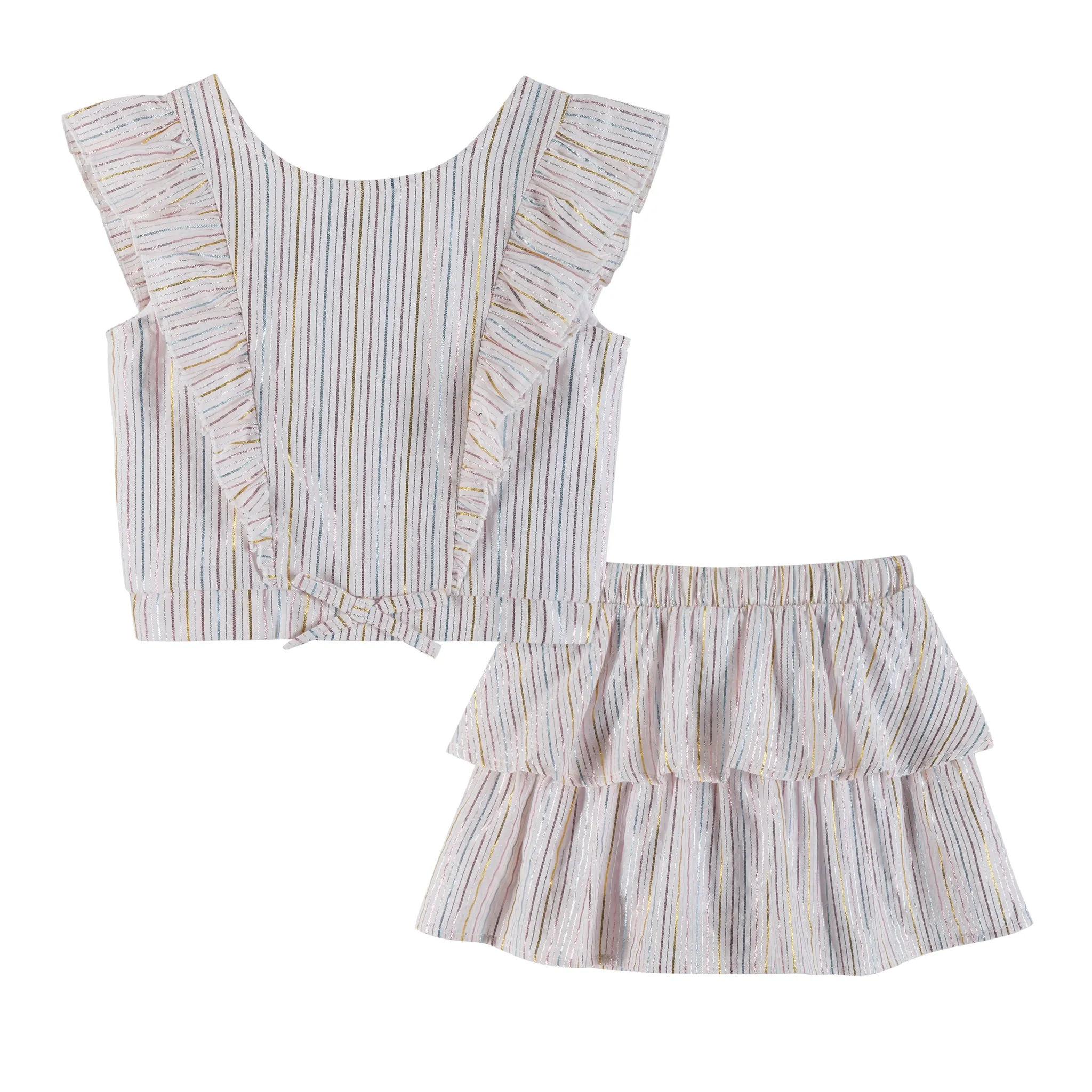 Striped Lurex Top & Skirt Set