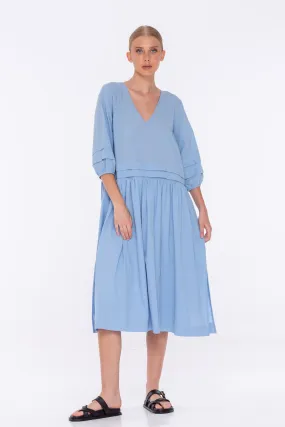 Here’s an optimized title for your e-commerce product:

“Cornflower Blue Sweet Thing Midi Dress with White Stitching Details”