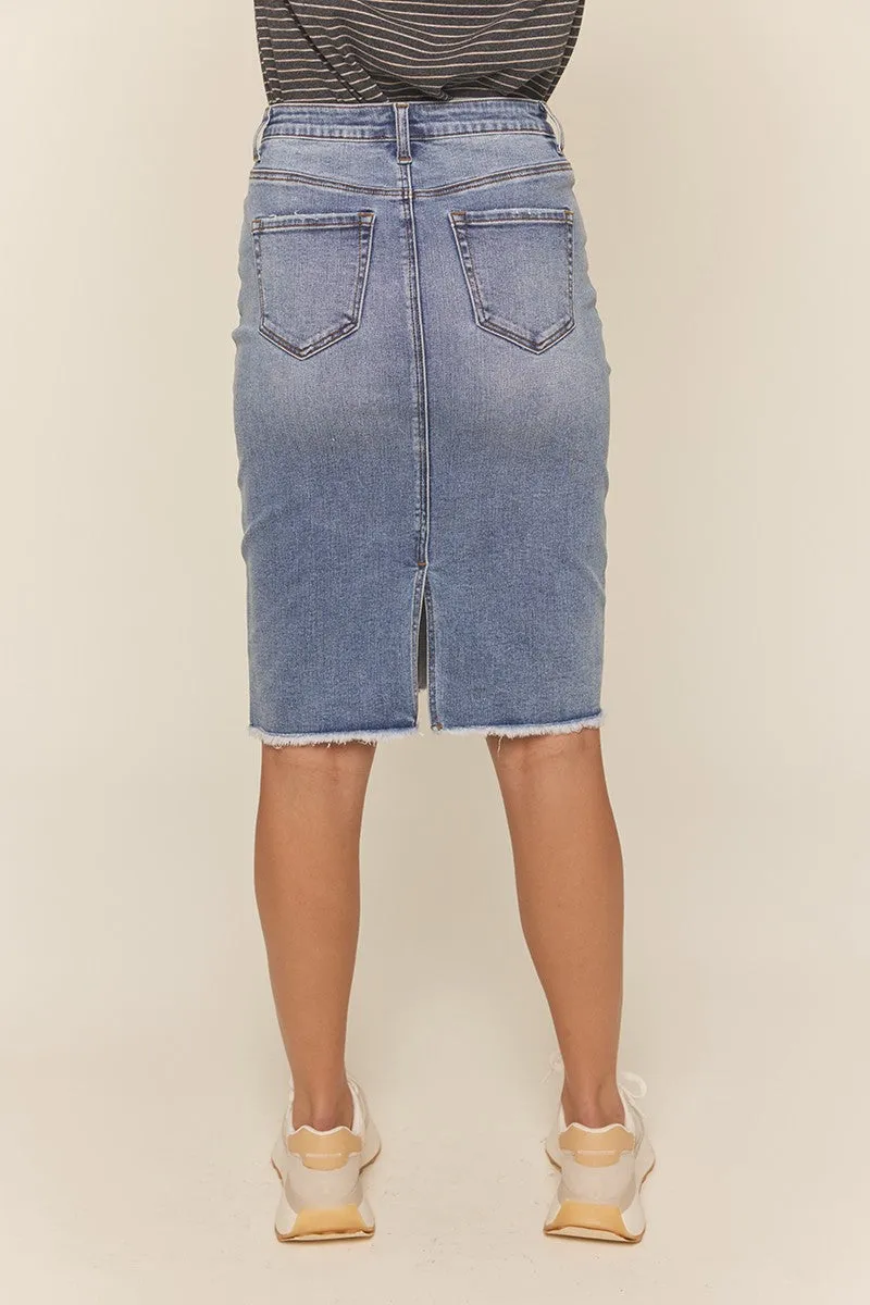 Stylish Womens TNR Light Denim A-Line Skirt for Casual Chic Look