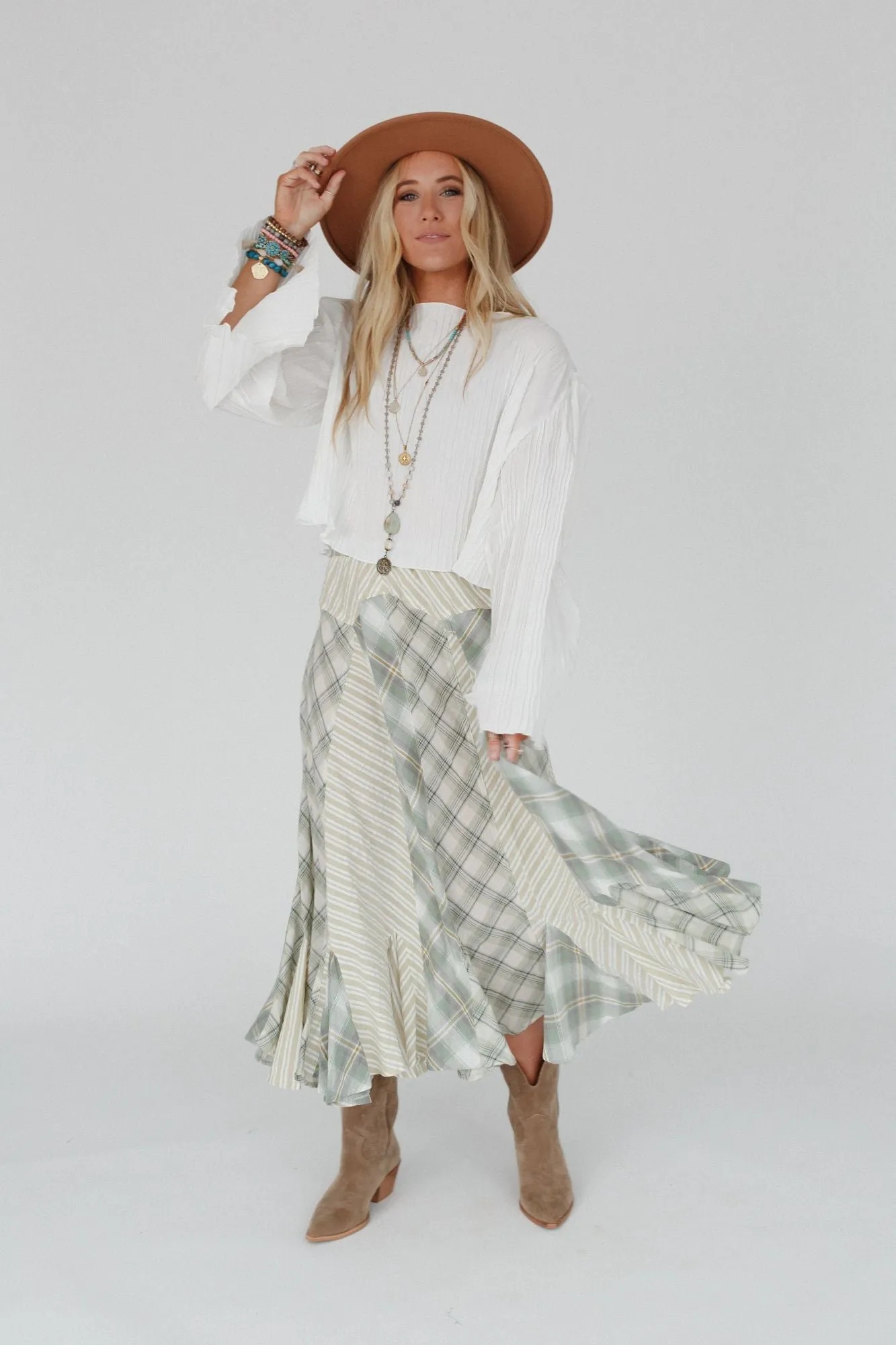 Sage Green Twirl With Us Maxi Skirt - Flowy and Stylish for Effortless Elegance