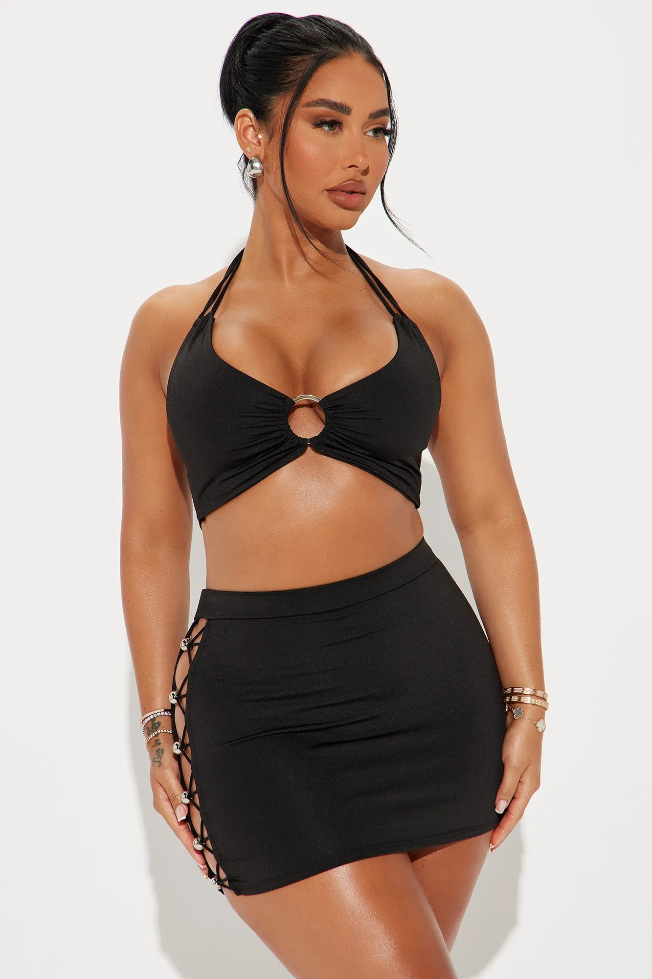 Unattainable Skirt Set - Black