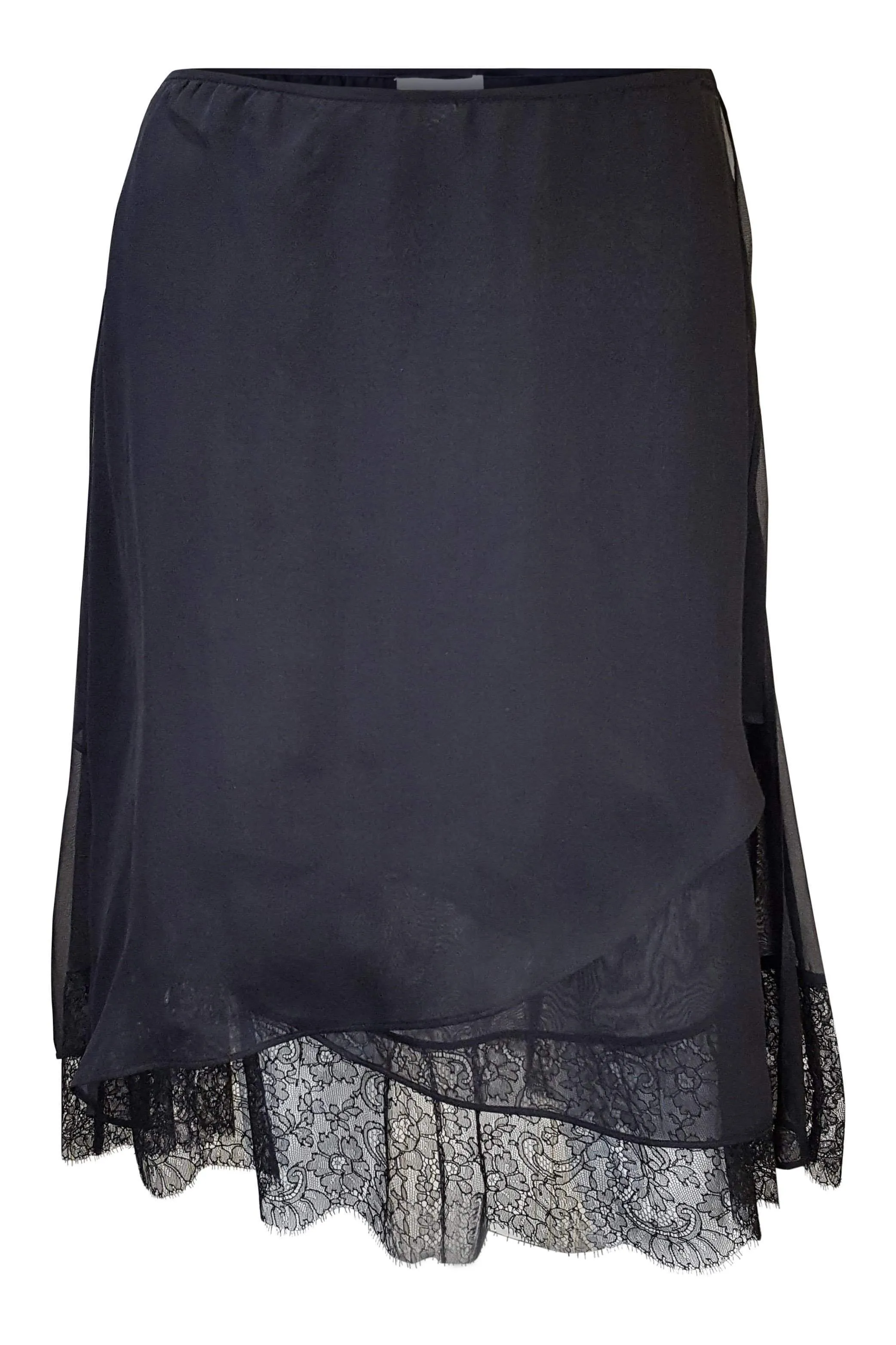 VALENTINO Black Silk and Lace Mini Skirt (M)